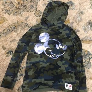 Gap Kids Mickey Mouse Camo long sleeve hooded tee